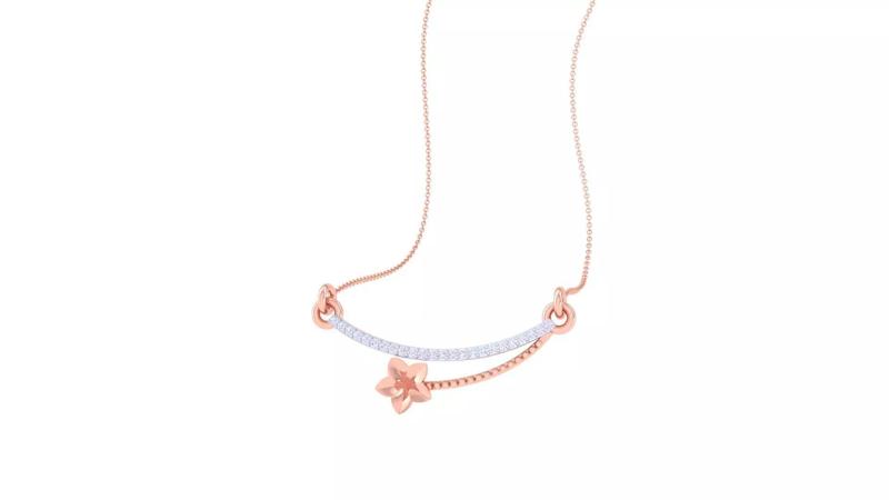 Flower Light Weight Diamond Necklace renders 3dm stl details