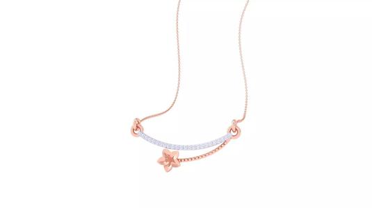 Flower Light Weight Diamond Necklace renders 3dm stl details