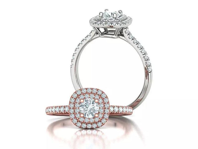 Double Halo Engagement Ring 40 pointer Stone 3dprint model