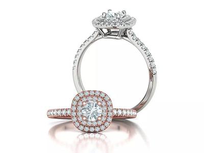 Double Halo Engagement Ring 40 pointer Stone 3dprint model