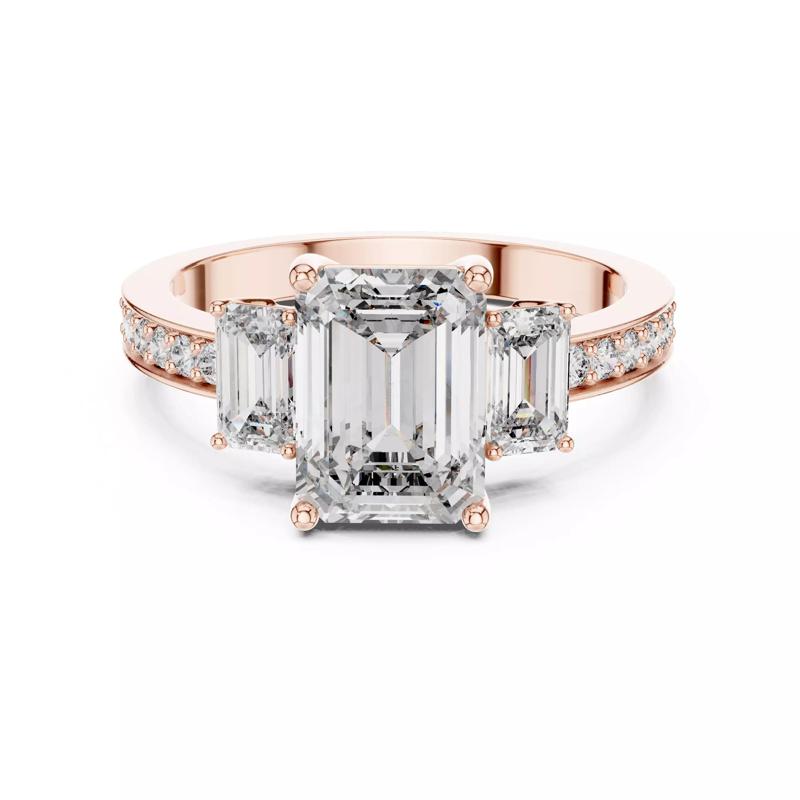 Emerald and Round Cut Diamond Engagement Ring 3DM STL Video