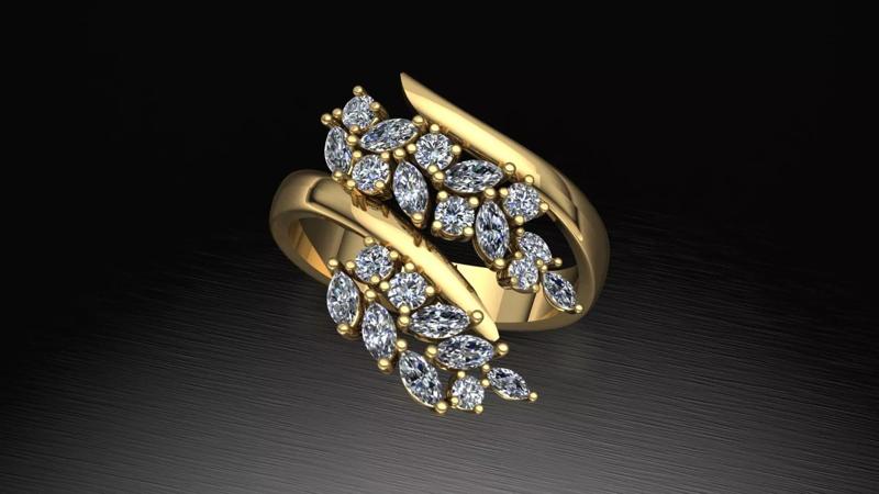 Leaf Pattern Gold Ring