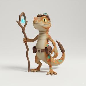 Desert Wanderer Lizard Character Figurine STL - Rugged Reptilian 3D Print Model