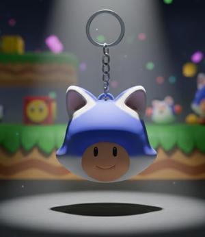Toad Keychain - Cat Suit Power-Up Style - Super Mario - Ready to Print