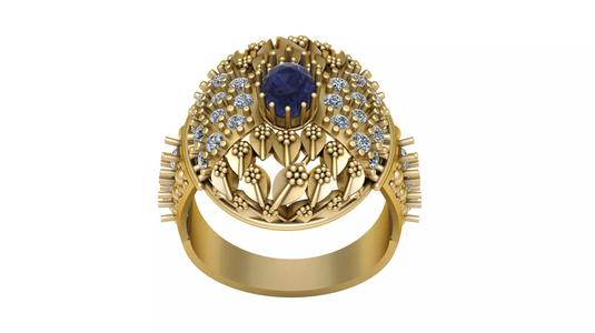 LUXURY DIAMOND AND BLUE SAPPHIRE RING 3D PRINTABLE MODEL
