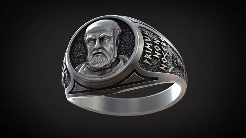 Signet Ring Hippocratic Oath caduceus
