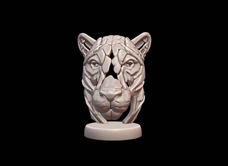 Panther Face with Rock Appearance I279 Gift Bust Figure Unique & Detailed 3D Print Model
