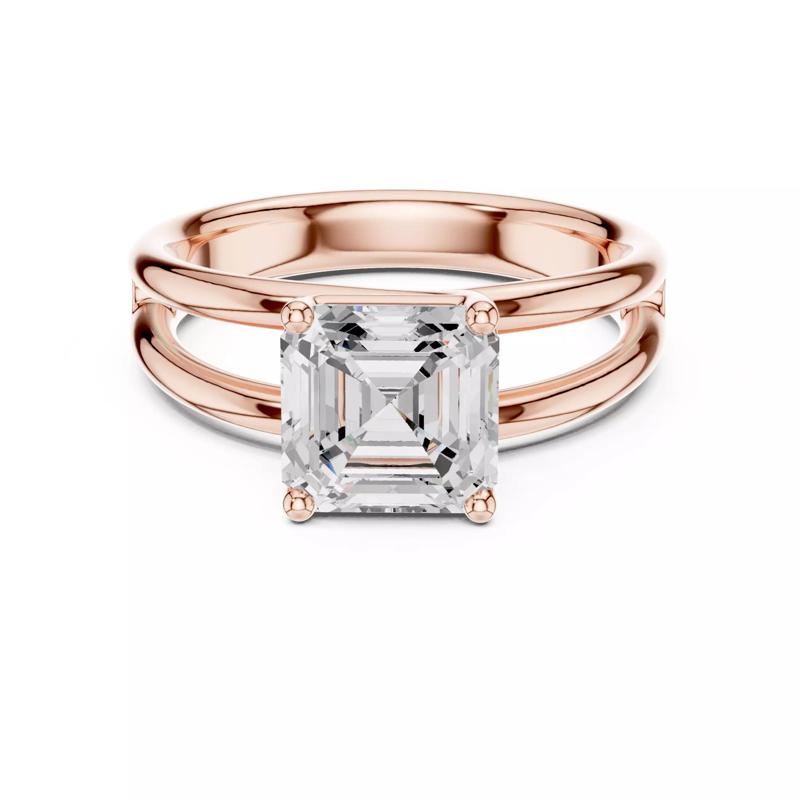 Solitaire 2CT Asscher Cut Diamond Split Shank Ring 3DM STL Video