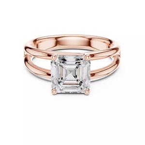 Solitaire 2CT Asscher Cut Diamond Split Shank Ring 3DM STL Video