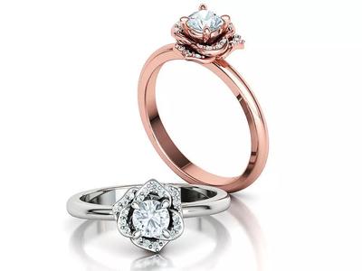 Flower Engagement Ring 30 pointer Stone Nature design Ring