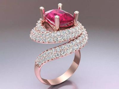 Gemstone rings  - Diamond rings - Spiral ring - N3431