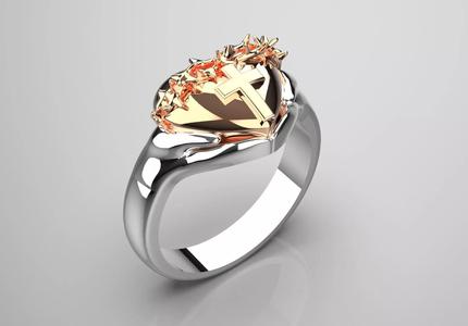 Two-tone heart and cross design ring model gr0048