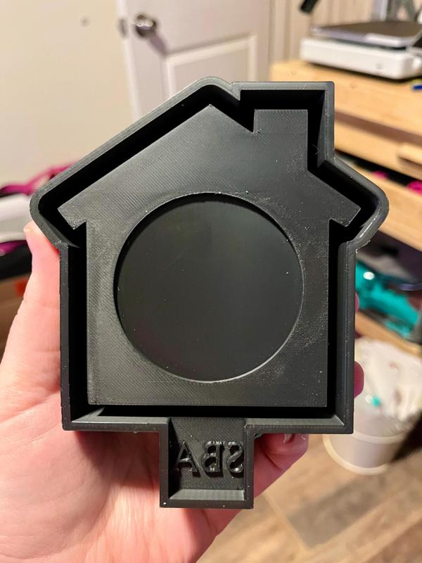 House with 2.5" Cardstock Circle Freshie Mold - 3D Model Mold Box for Silicone Freshie Moulds