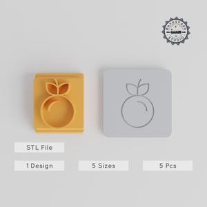 Peach Stamp Tile Set, 5 Sizes, 20-40mm, Perfect for Clay & Cookies, Summer Fruit Motif for Fondant, Festival Celebration