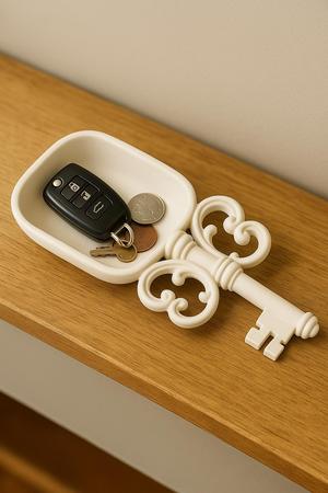 Key Shaped Catchall Bowl – Decorative Entryway Tray for Keys, Coins & Everyday Essentials