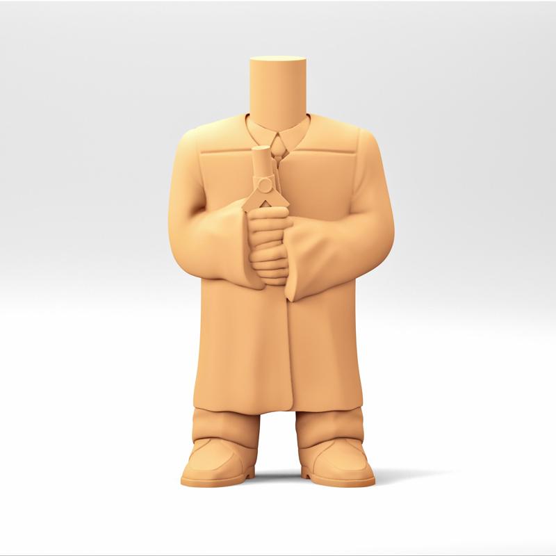 A male body in a Funko POP style. Convocation Dress, Gradution Gown and graduate diploma. MB_14