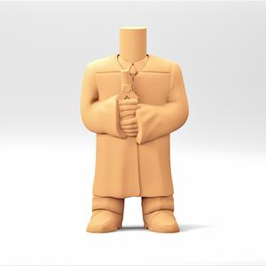 A male body in a Funko POP style. Convocation Dress, Gradution Gown and graduate diploma. MB_14