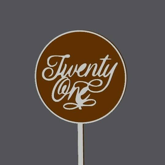Cake Topper - 21st Birthday - Twenty One