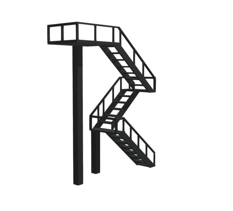 Diorama Stairs Platform 3 Level 1/64 1:64 Scale