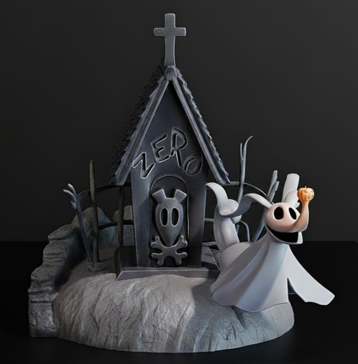 Zero’s Doghouse – Nightmare Before Christmas 3D Printable Model (3 Parts with Base & Insert Pin)