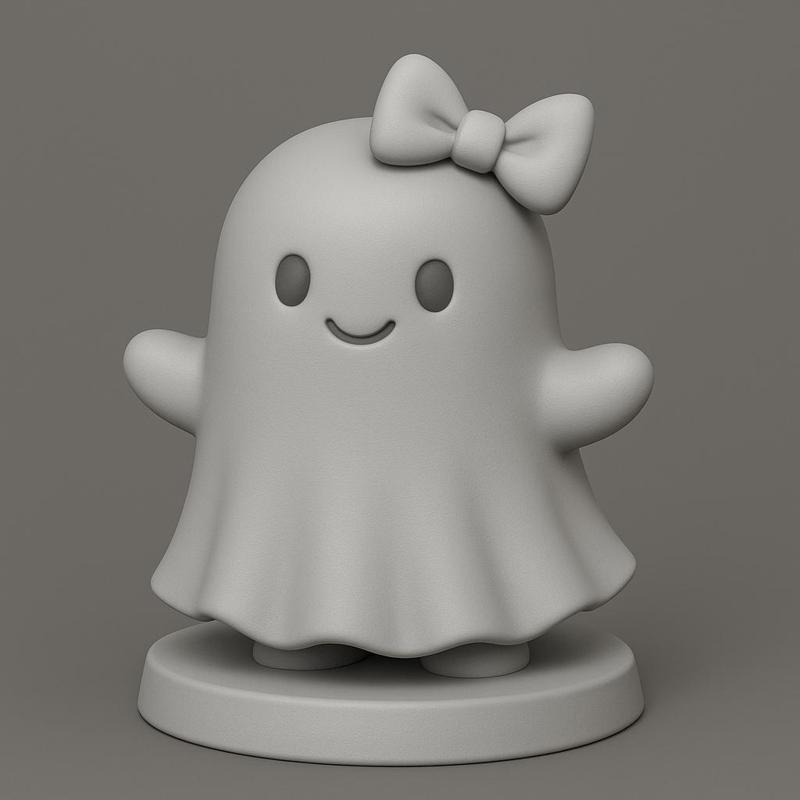 Cute Ghost with Bow | Adorable Halloween STL Figurine | Easy 3D Print Model