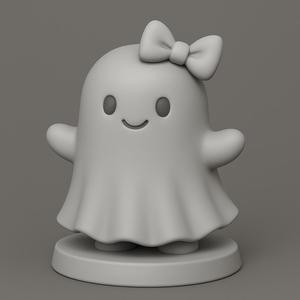 Cute Ghost with Bow | Adorable Halloween STL Figurine | Easy 3D Print Model