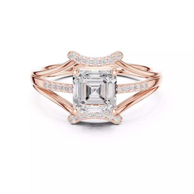 Asscher Cut Split Shank Engagement Wedding Ring 3DM STL Video