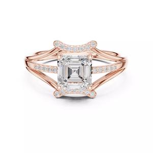 Asscher Cut Split Shank Engagement Wedding Ring 3DM STL Video