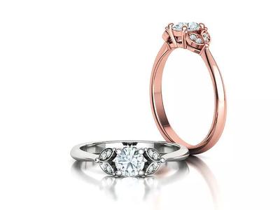 Bespoke Luna Engagement Ring v2 Half Carat Stone 3dprint model