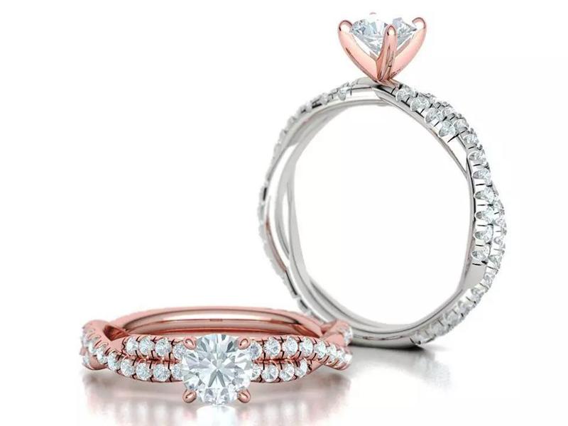 Bespoke Rope Style Engagement Ring Half Carat Stone 3dmodel