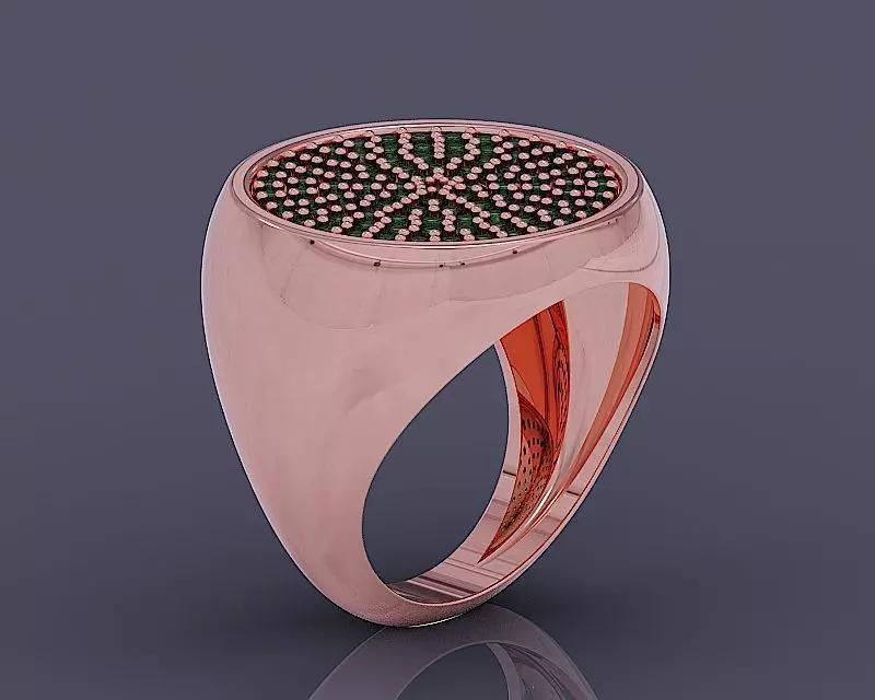 Bold Modern Ring with pave-Set Round Stones