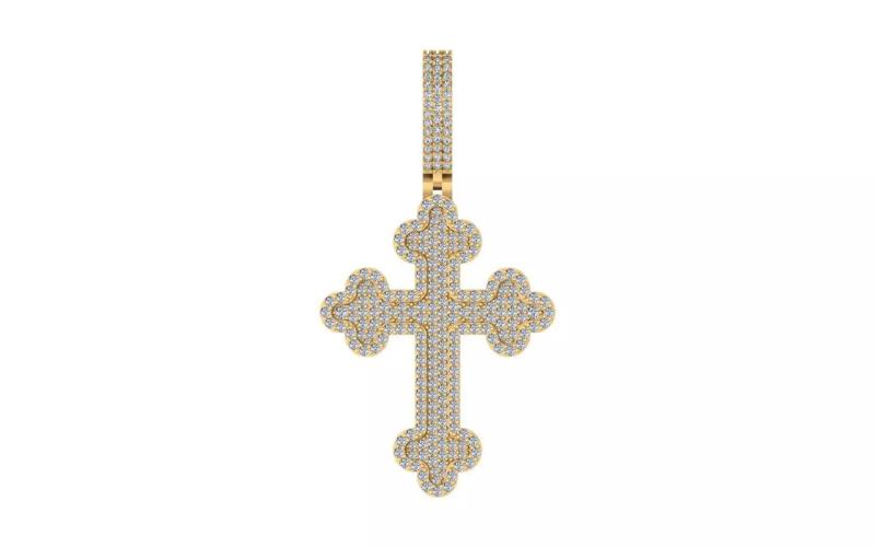 Diamond-Encrusted Gothic Cross Pendant