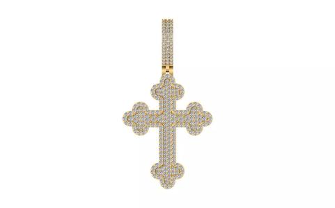 Diamond-Encrusted Gothic Cross Pendant