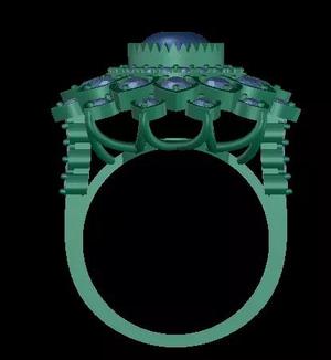 Cabochon Round Diamond Women Ring V2