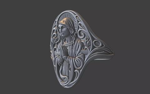 art nouveau praying mother mary virgin maria ring