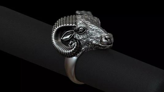 Aries ram biker ring with horns