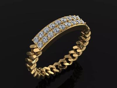 ID DIAMOND BAR CUBAN LINK CHAIN RING SIZE 4