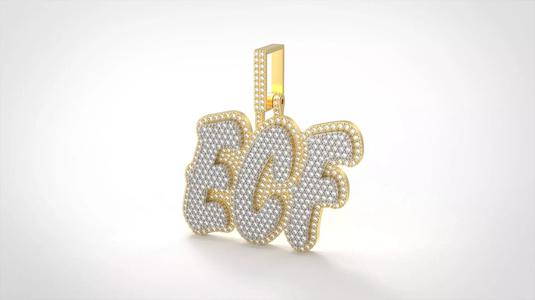 Model 1097  ECF Name-Logo Iced Out Diamond Hip Hop Pendant