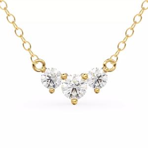 Trio Diamond Necklace Gold Zircon Prong 3 Stone Pendant