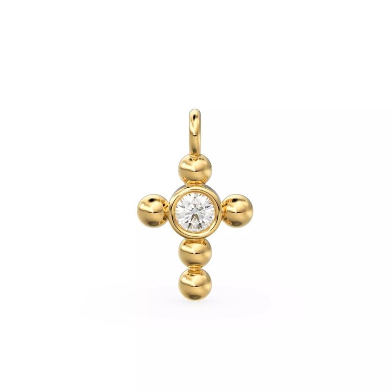 Cross Diamond Pendant Gold Zircon Layering Necklace 3D print