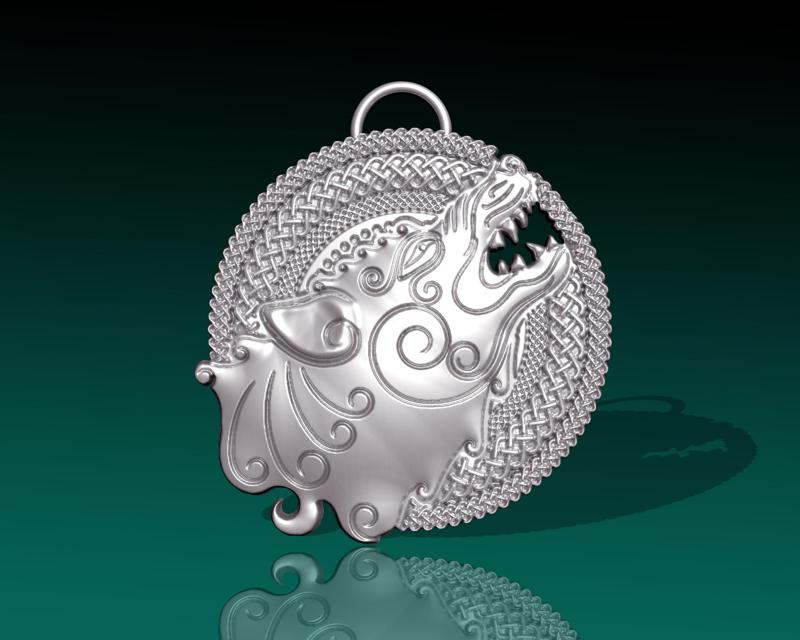 wolf-Celtic-style A pendant