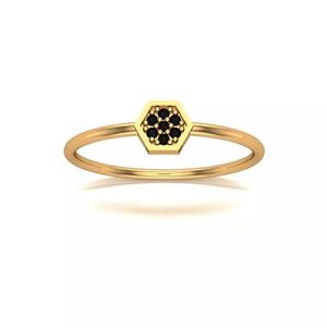 Jewelry hexagonal gold ring with onyx