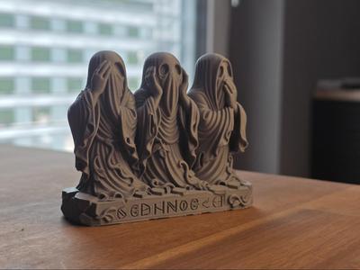 Hooded Ghost Trio Statue: See Hear Speak No Evil