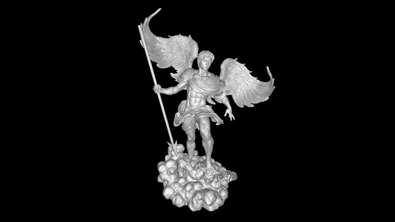 Archangel Michael Defeating the Demon – Dynamic Angelic Statue • Printable STL