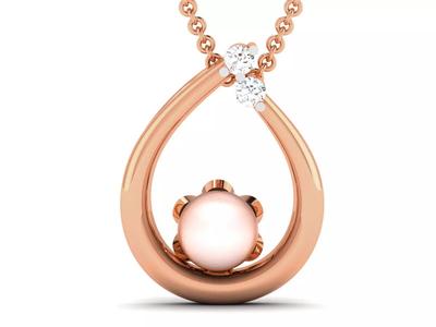 Women pearl pendant 3dm render detail