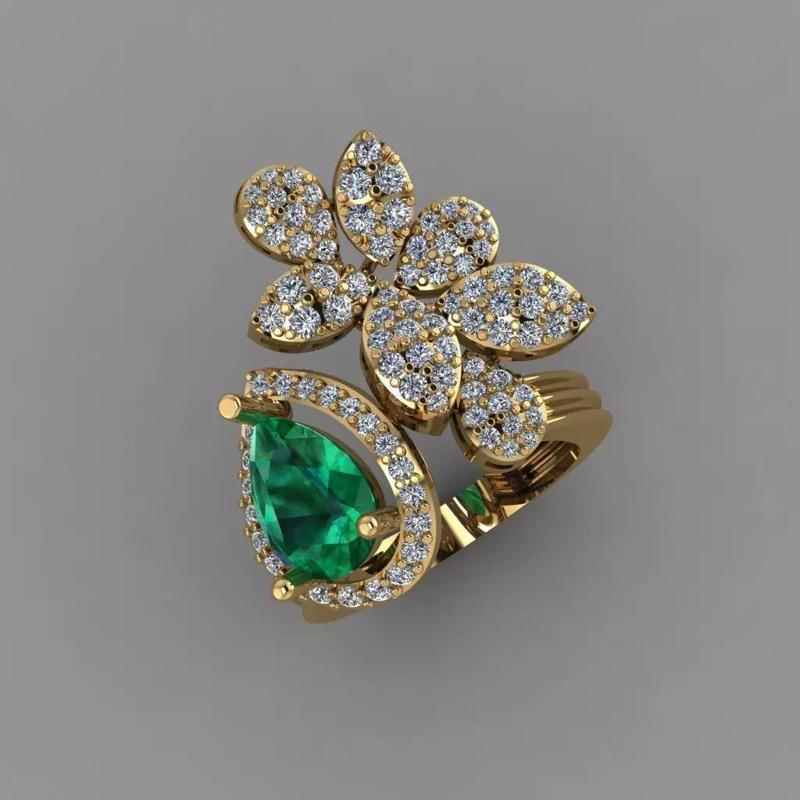 Pear stone With Daimond Ring 3D printable Model 3D print mode