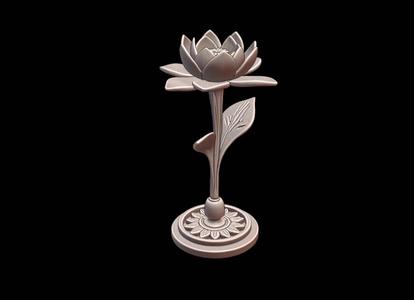 Sacred Lotus Bloom on Pedestal – I431 Gift Bust Figure Unique & Detailed 3D Print Model