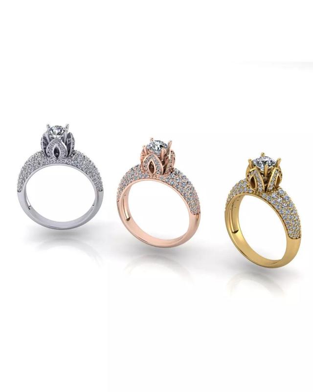 pave setting solitaire engagement jewelry ring