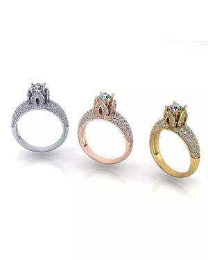 pave setting solitaire engagement jewelry ring