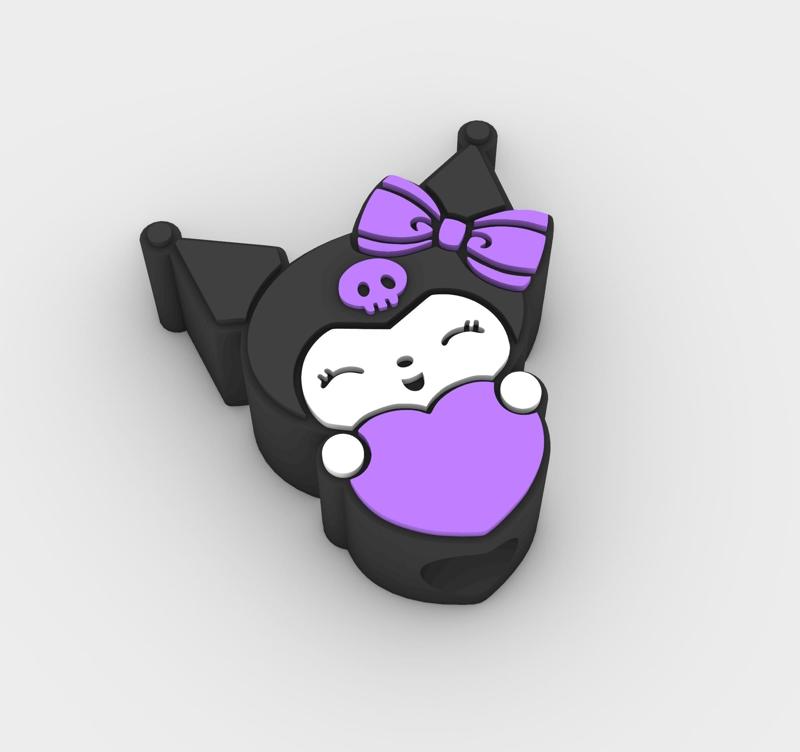 Straw Topper KUROMI IN LOVE WITH A HEART - LOVE Fits Standard & Stanley Straws | STL, 3MF pre-painted